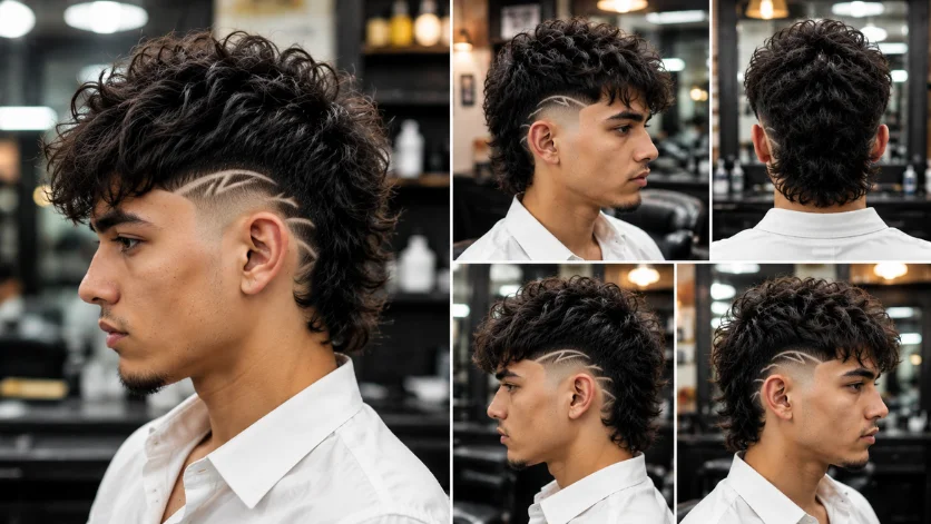 Burst Fade Mullet with Design haircut, 
