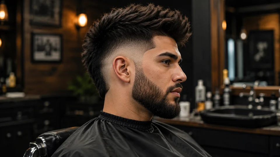 High Burst Fade with Beard haircut for men