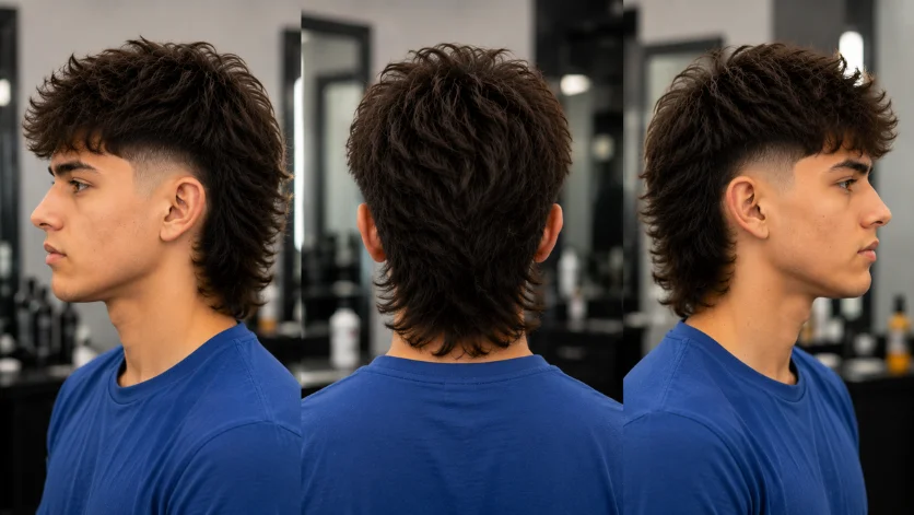  Long Burst Fade Mullet haircut with extended layered back