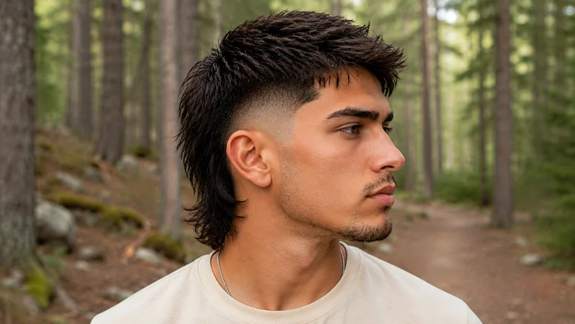 Long straight burst fade haircut with extended top