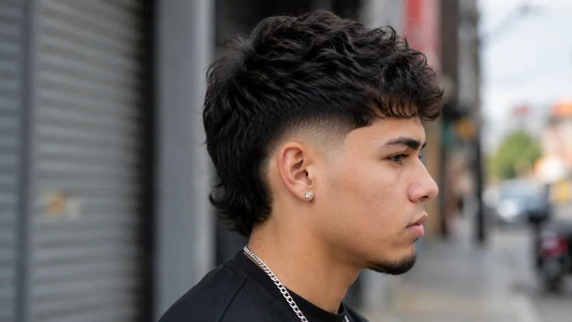Low burst fade mullet with faded sides and longer back