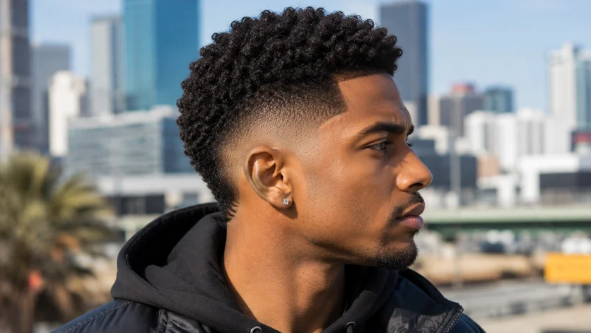 Low burst fade hairstyle for Black men