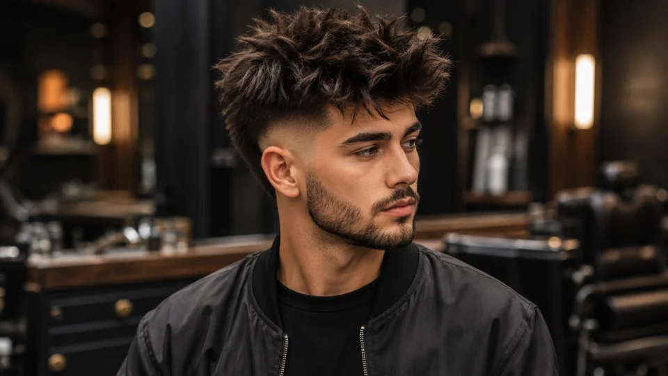 Messy High Burst Fade haircut for men