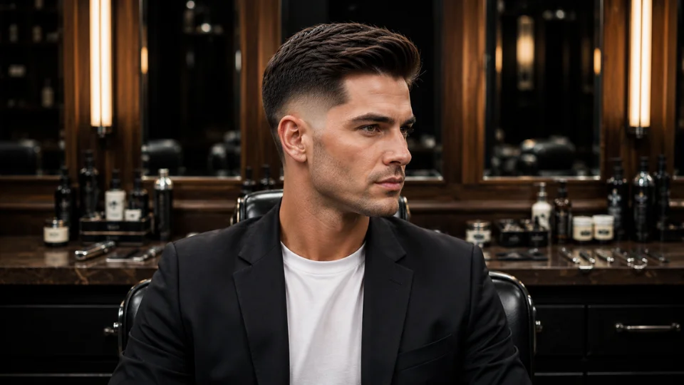 Professional straight burst fade haircut for men
