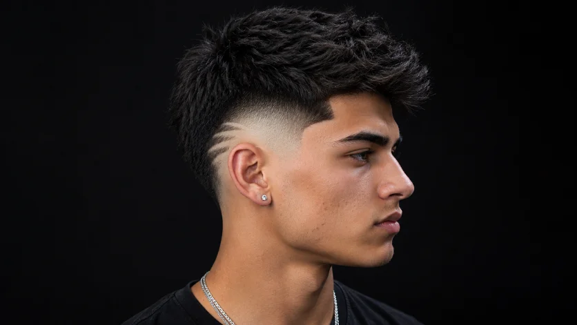 Sharp skin high burst fade haircut with razor-clean fade and textured top