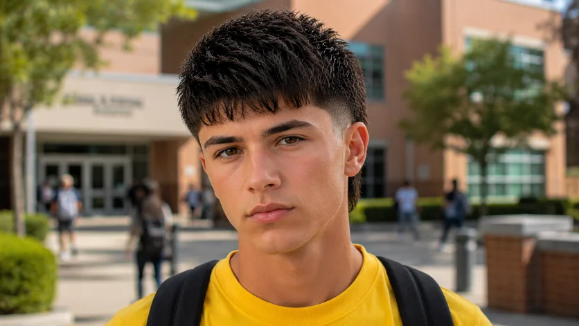 Straight burst fade for teens haircut