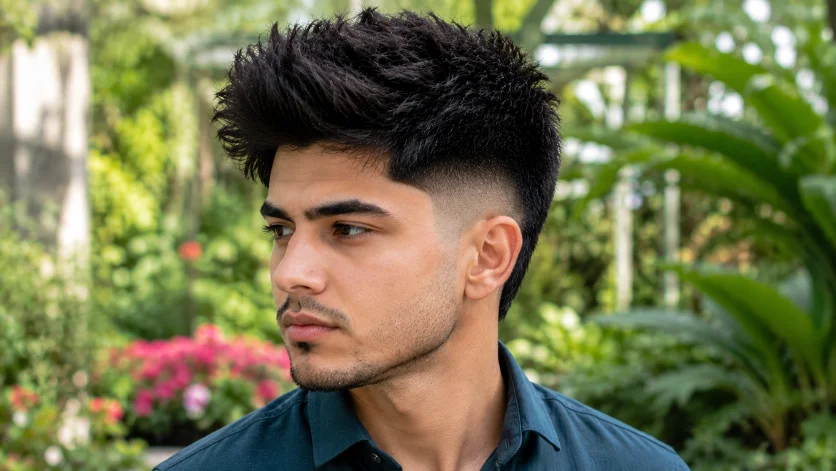 Straight burst fade for thick hair with dense volume