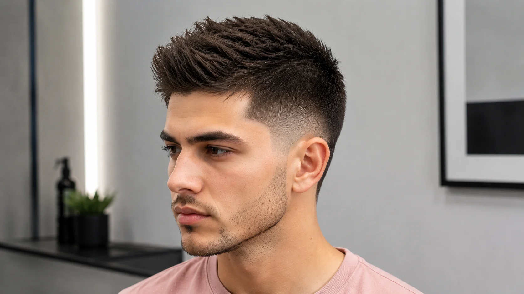 Straight burst fade for thin hair with added volume