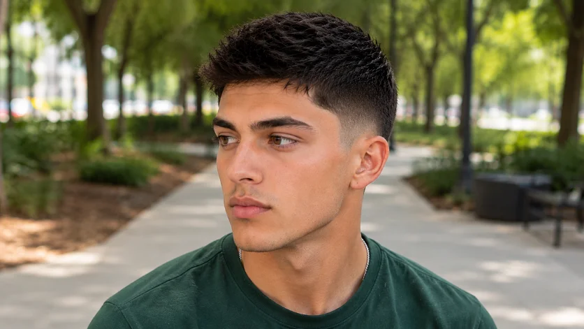 Taper straight burst fade haircut with smooth taper