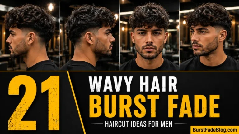 21 Wavy Hair Burst Fade haircut ideas for men feature image