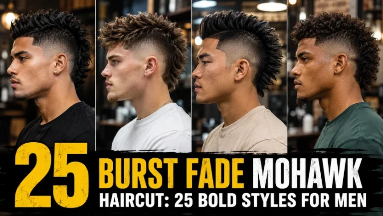 "Burst Fade Mohawk haircut styles for men with classic, textured, modern, and curly mohawk fade variations."