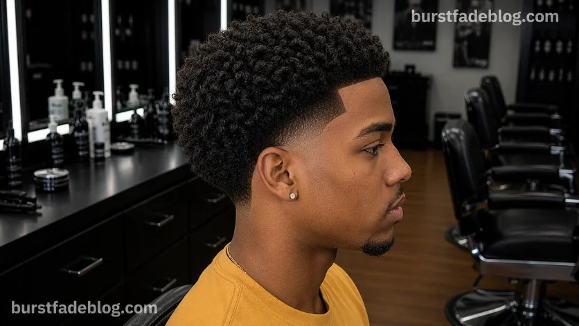 Burst Fade Taper haircut for Black Men.