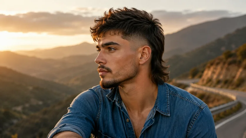  Burst fade undercut with modern textured mullet
