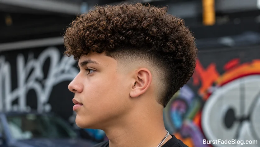 Burst Fade with Broccoli Haircut for Men