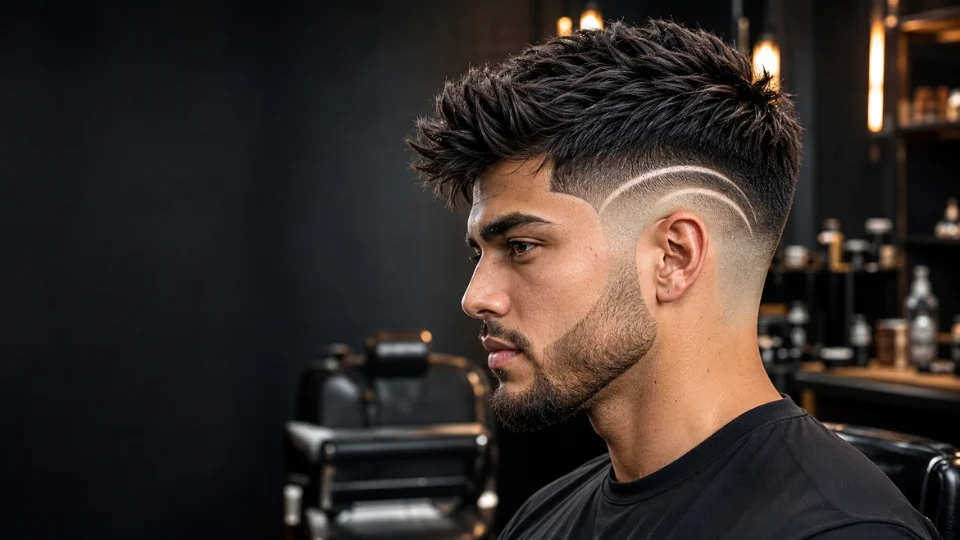 Burst Fade with Hair Design for men