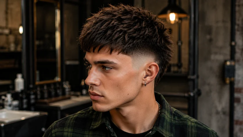 Choppy Burst Fade French Crop haircut for men