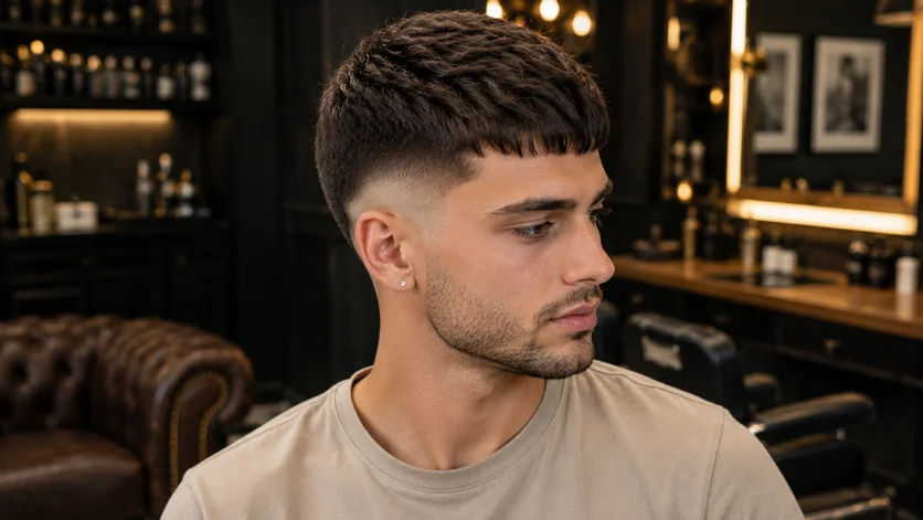 Drop Burst Fade French Crop Haircut  for men