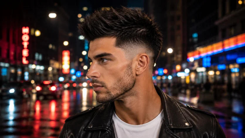 Faux hawk burst fade undercut with bold textured top
