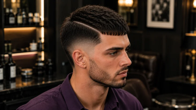 Hard part french crop hairstyle for men