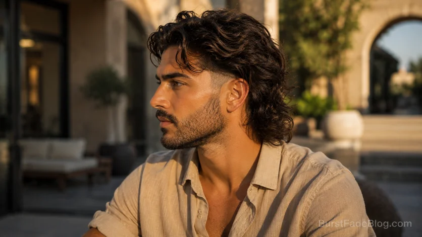  Long wavy burst fade with natural flowing texture.
