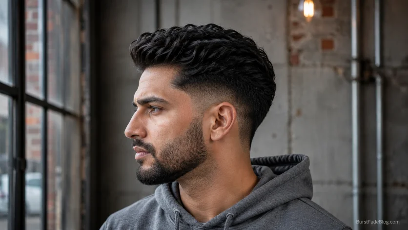 Low burst fade for thick hair hairstyle

