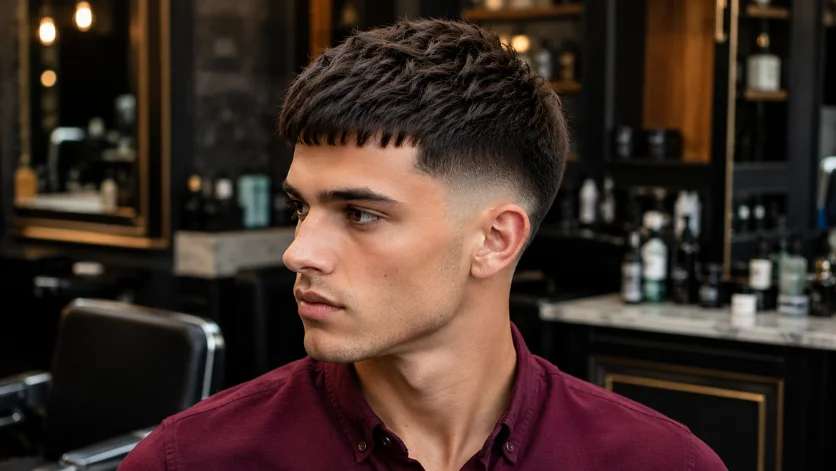 Mid Burst Fade French Crop haircut 