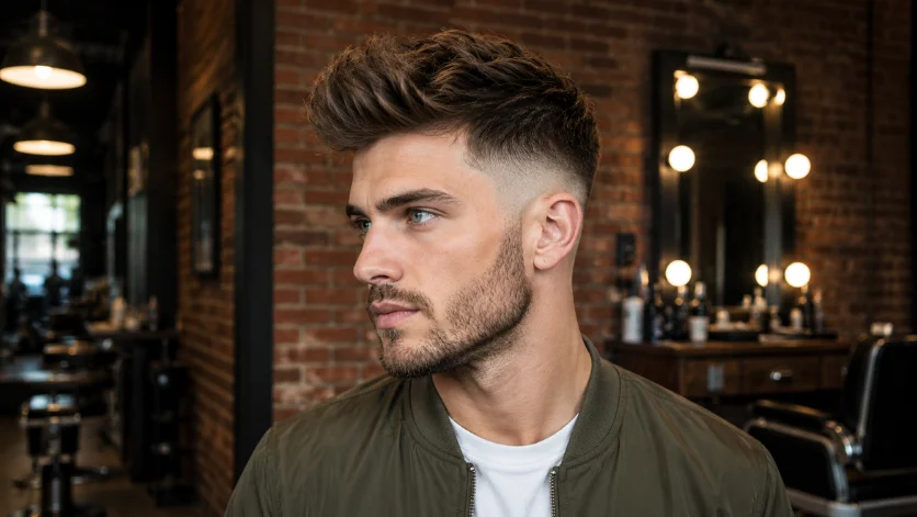  Mid burst fade undercut with balanced fade styling

