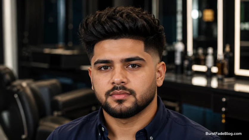 Mid burst fade for thick hair hairstyle
