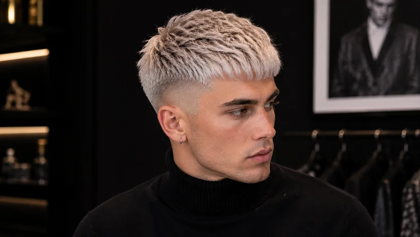 Platinum French Crop Fade Haircut for men