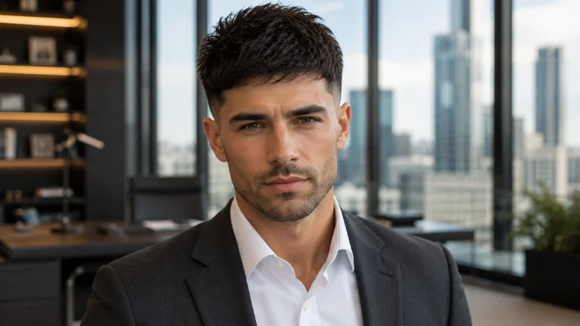 Professional Burst Fade Textured Crop hairstyle for men with neat textured top and subtle fade