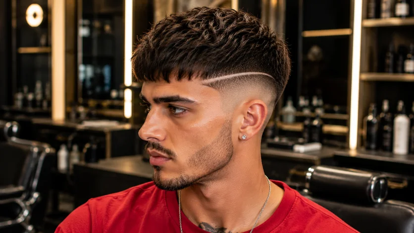Razor line french crop haircut for men
