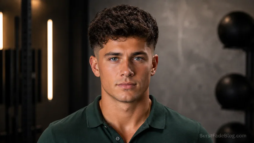  Short wavy burst fade with clean natural texture.
