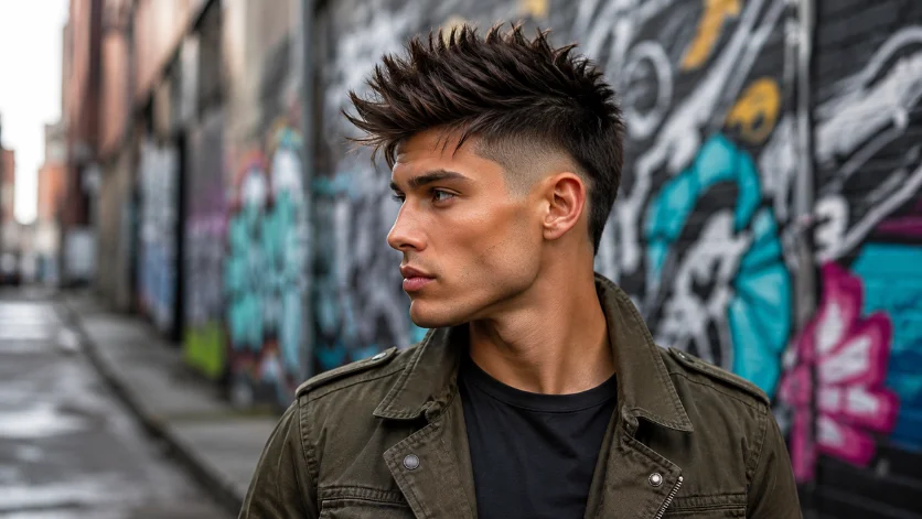 Spiky burst fade undercut with sharp textured spikes
