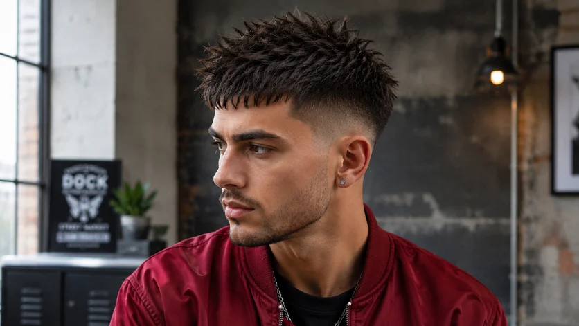 Spiky French Crop Fade Haircut for men