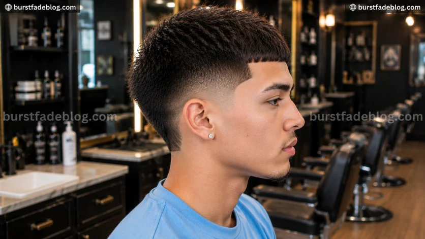 Taper Burst Fade Edgar haircut with smooth taper blend and clean fringe