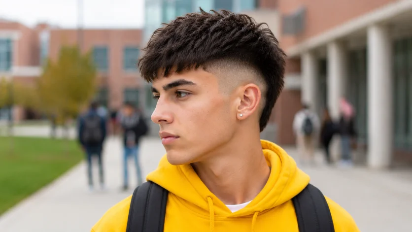 Teen Burst Fade Textured Crop hairstyle for boys.