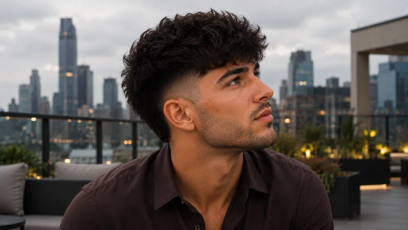 Thick Hair Burst Fade Textured Crop hairstyle for men with textured volume and burst fade