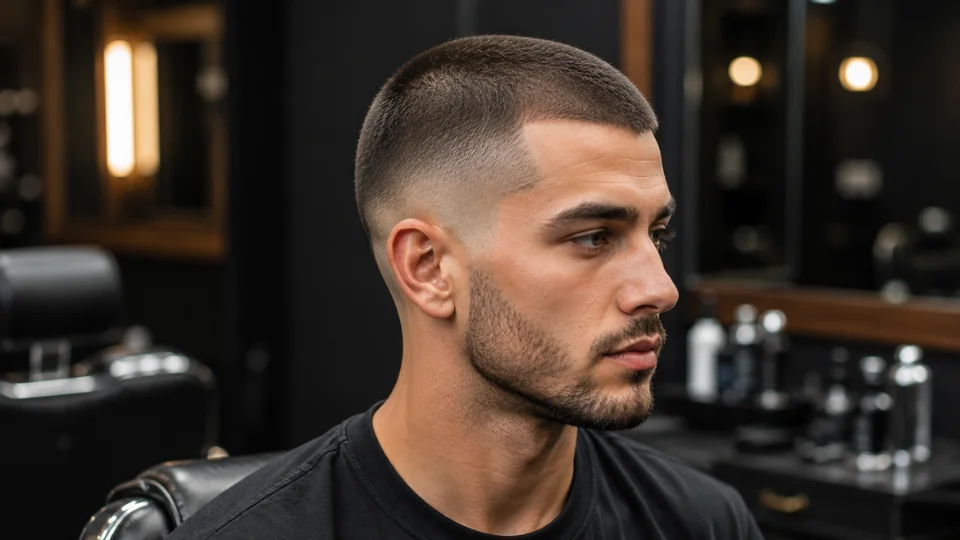Thin Hair Burst Fade Buzz Cut haircut for men