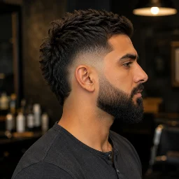 Burst Fade with Beard for men