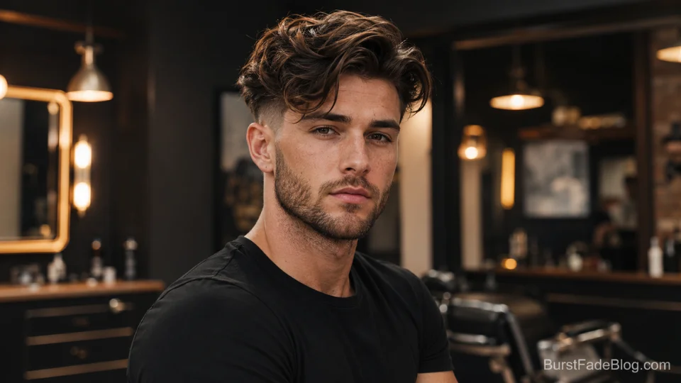 Long Hair Burst Fade Haircut for men