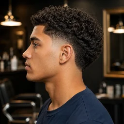 Curly Burst Fade haircut for men