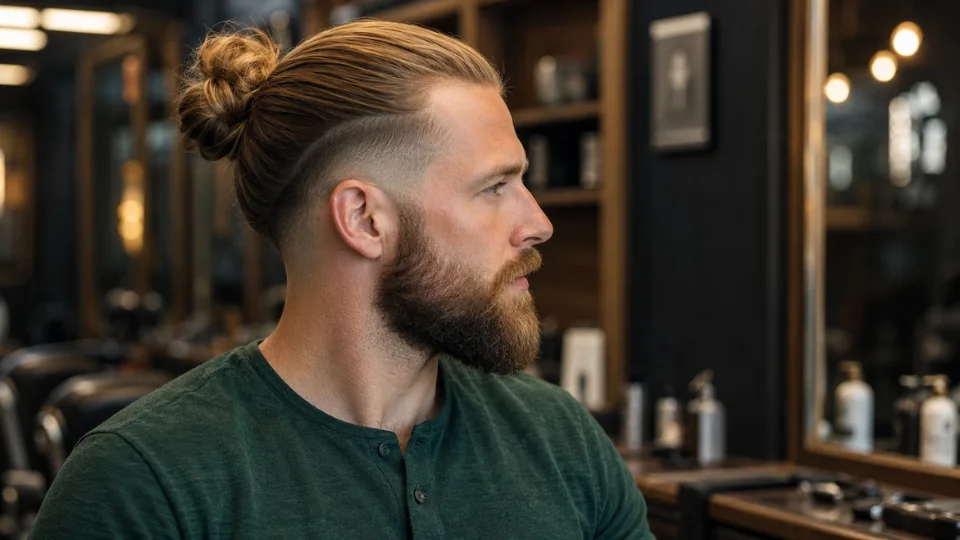 Man Bun Burst Fade hairstyle for men