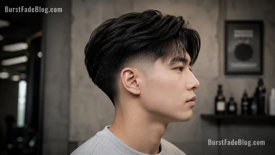 Straight Long Hair Burst Fade hairstyle for men