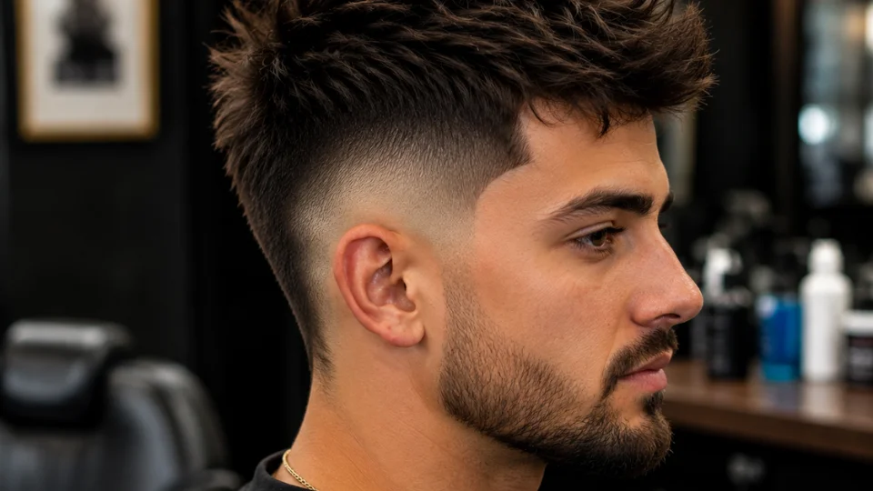 handsome young man burst fade haircut