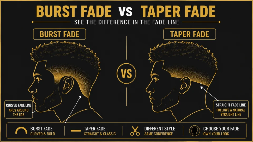Diagram showing burst fade curve vs taper fade line placement