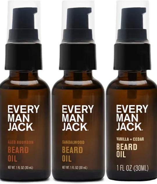 Every Man Jack Hydrating Beard Oil Gift Set with three beard oil scents