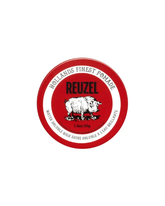 REUZEL Red Pomade medium hold high shine tin for slick-back burst fade styling