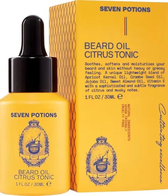 Seven Potions Natural Beard Oil, fragrance-free, 30ml bottle