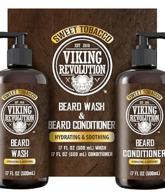 Viking Revolution Sandalwood Beard Wash and Conditioner, 17 oz bottle