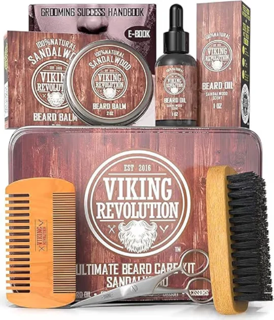 1. Viking Revolution Ultimate Beard Kit (5-Piece, Metal Box)
